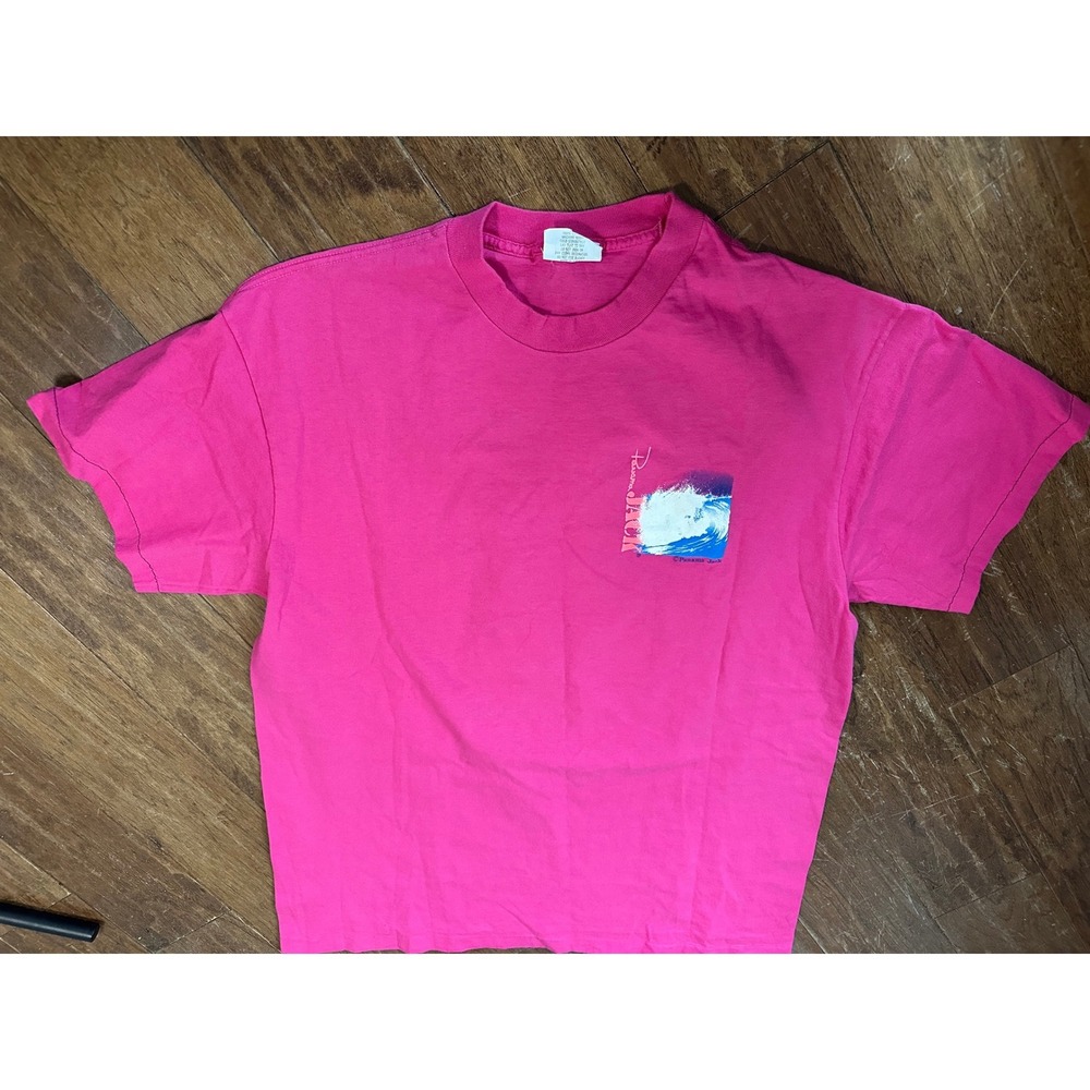 Vintage Panama Jack T Shirt XL Hot Pink Graphic Surf Beach 90s Made in USA Mens